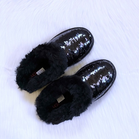 UGG Women’s Cluggette Sequin Black Slippers - Picture 4 of 8